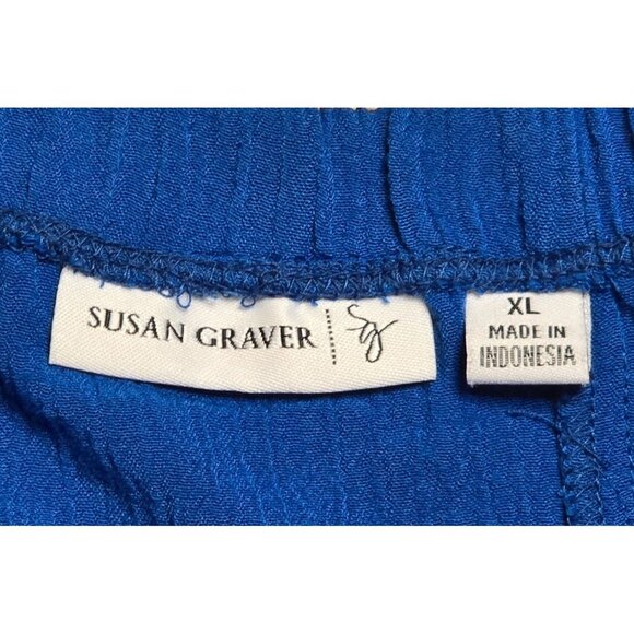 Susan Graver Womens Skirt XL Royal Blue Gauze Midi A Line Pull-On Elastic Waist - Picture 2 of 6